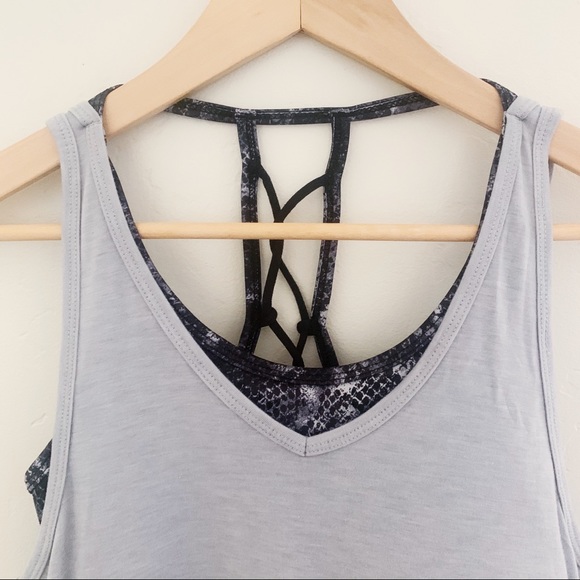 NWOT Champion Blue/Gray Tank Top With Sports Bra - Picture 2 of 8